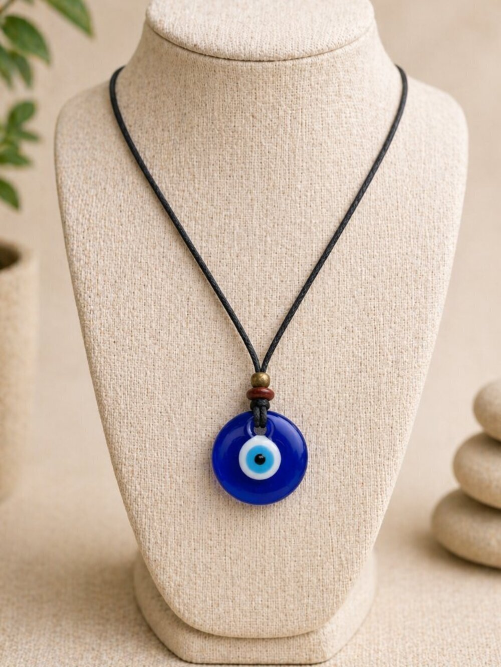 Blue Glass Evil Eye Protection Necklace | Handmade Pendant - Picture 5 of 7